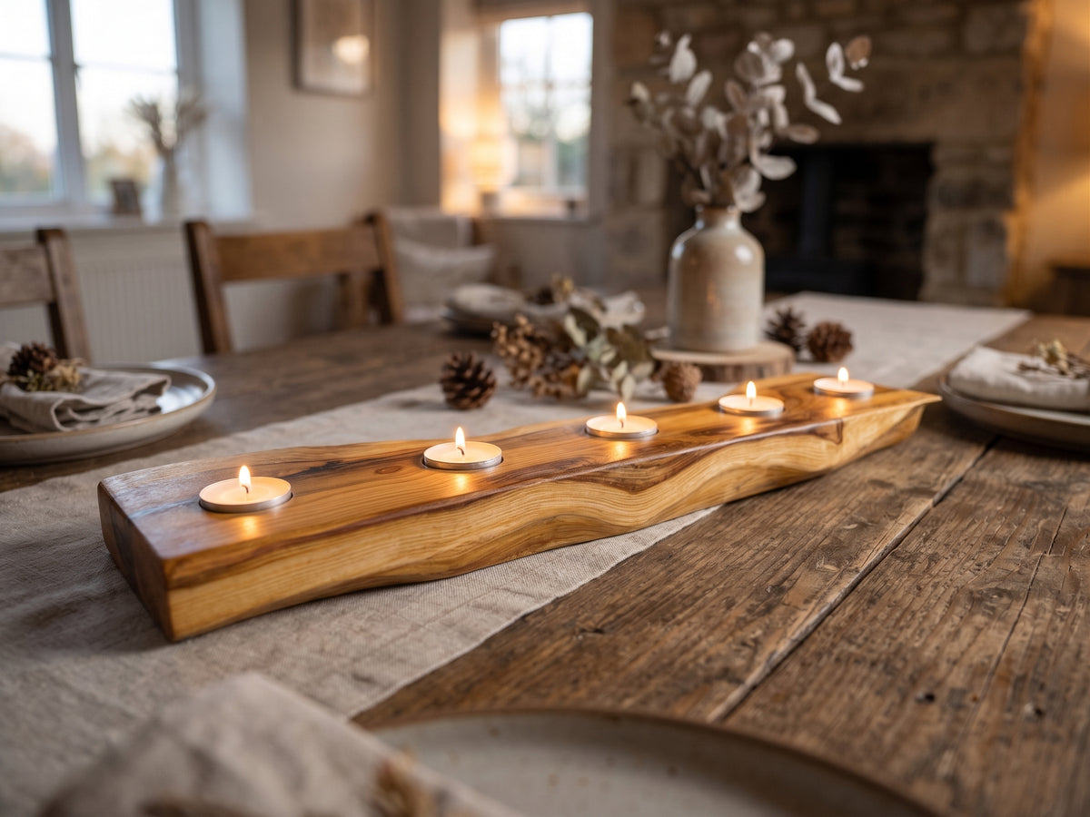 Sculpteral English Yew Pillar candle stand