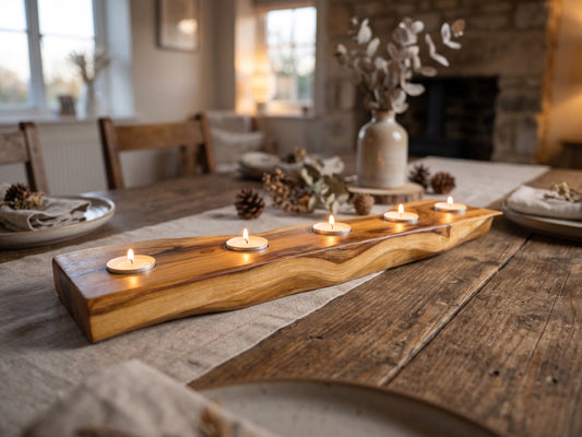 Sculpteral English Yew Pillar candle stand